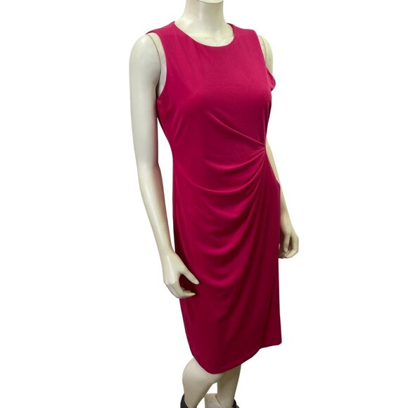 Taylor Sleeveless Hot Pink Ruched Sheath Dress Knee-Length Womens‎ Elegant 10 - Picture 3 of 8